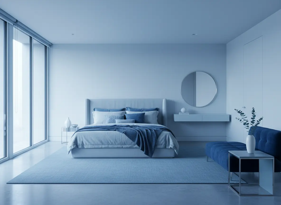 Icy Blue Monochromatic Room
