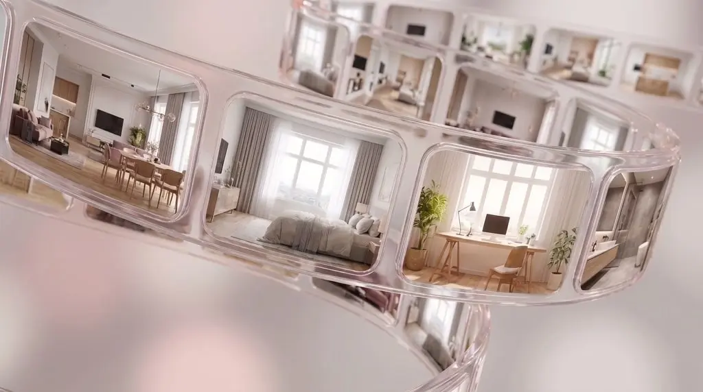 A reel of realistic room renders