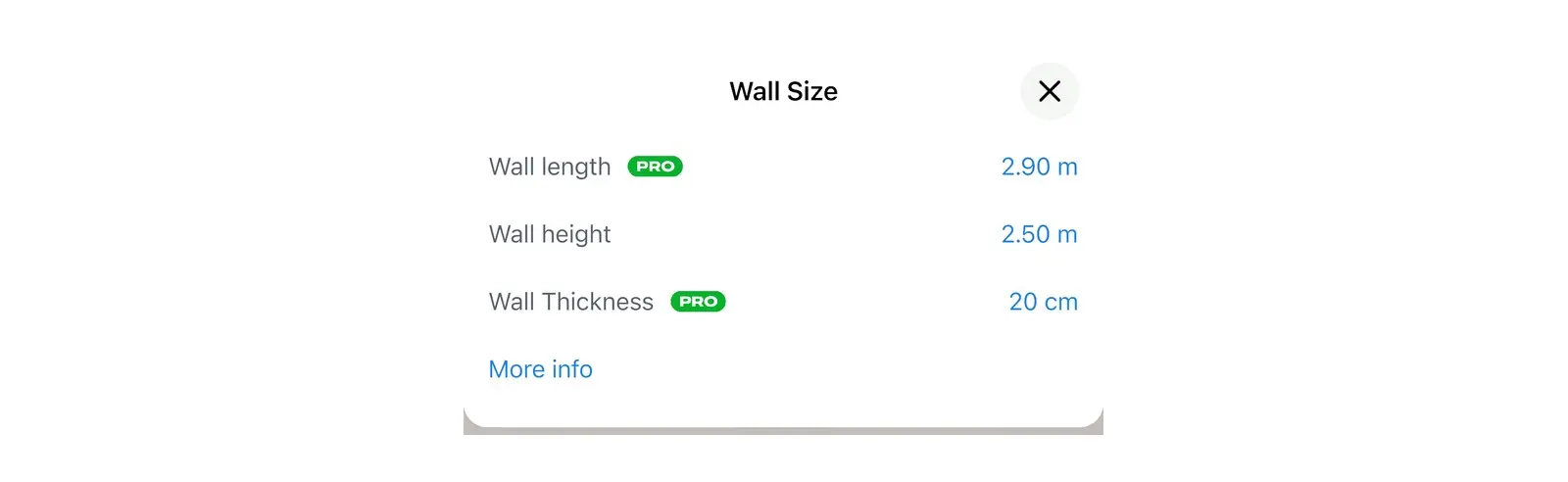 Wall Size window for one kitchen wall in Home Planner: Wall height is 2.50 m, because the wall followed the new ceiling height