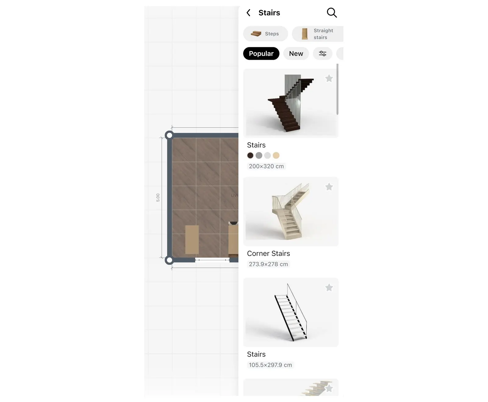 قسم الدرج في كتالوج Home Planner مع فلاتر الدرجات والدرج المستقيم ونماذج الدرج